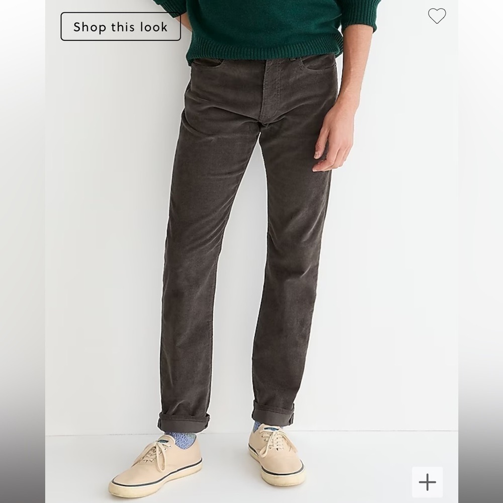 j. crew mens 770 straight leg corduroy pants in true graphite gray